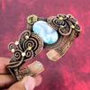 Larimar cuff bracelet copper wire wrapped adjustable bangle gemstone cuff bracelet handmade copper wire jewelry gifts for him flower bangle