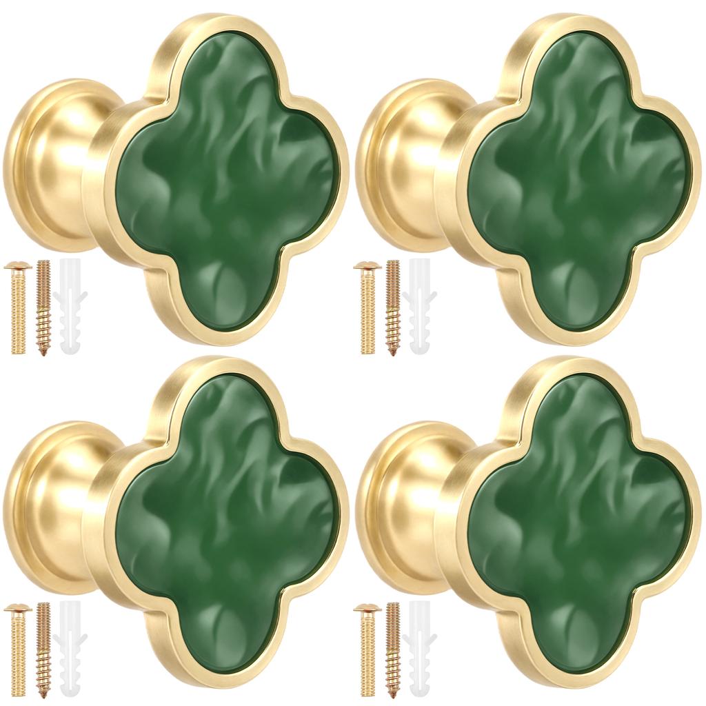 4 Pcs Cabinet Knobs Zinc Alloy Dresser Knobs Elegant Clover Drawer Knobs and Pulls