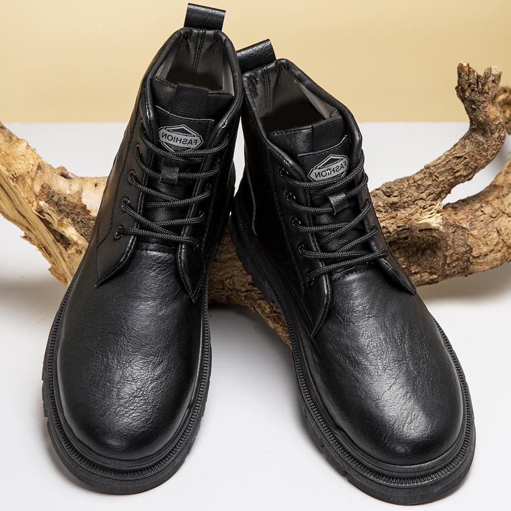 Casual men's shoes boots leather face single cotton British Martin boots high top men's fashion thick sole
