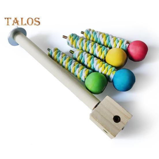 Spinning Birds Stand Perch Toy 360 Degree Rotation Wooden Exercise Wheel Parrot Perch Cage Accessories for Parakeets Budgies Lovebirds Finch Conure