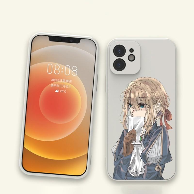 Violet Evergarden Phone Case For IPhone 11 12 13 Pro Max X XR XS Max 6 6S 7 8 Plus SE 2022 Liquid Square Color Phone Cover