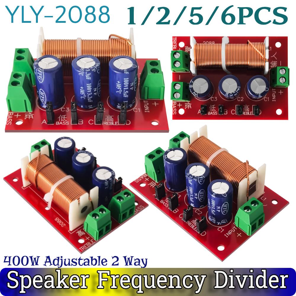 1-6Pcs YLY-2088 2 Way Crossover Filters Module 400W HiFi Speaker Modification Upgrade Board Full Range Treble Bass Welding Free