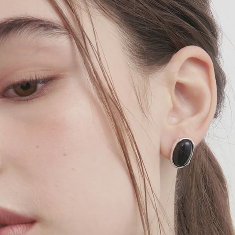 SOSOO Natural Stone Black Onyx Earrings