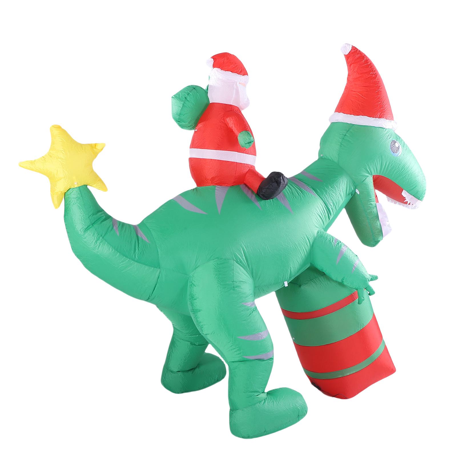 

5.9ФТ Надувной Дед Мороз Катается на Динозавре IP44 Водонепроницаемый Надувной Рождественское Украшение для Двора для Дома Вечеринки на Открытом Воздухе США