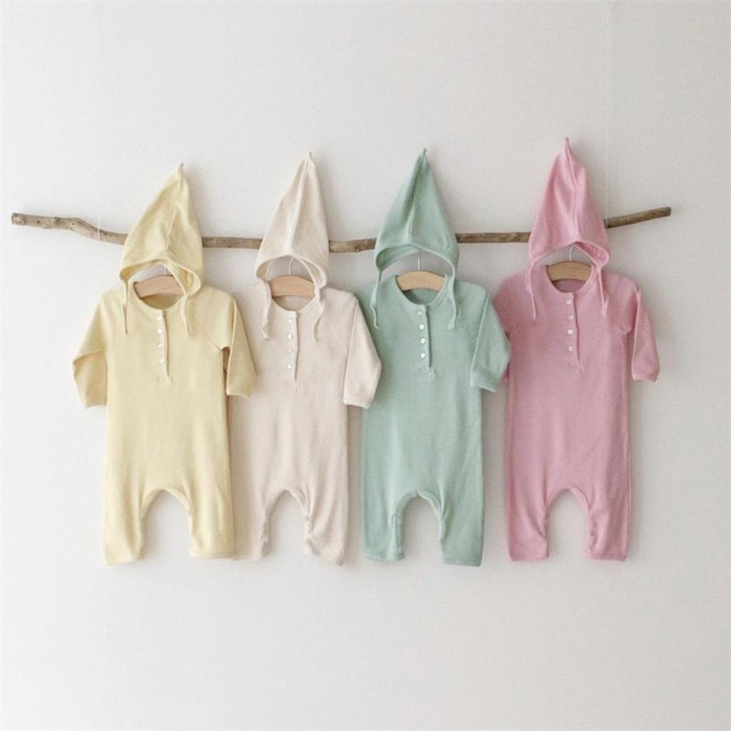 Autumn Ribbed Button-Up Romper for Newborns - Boys & Girls