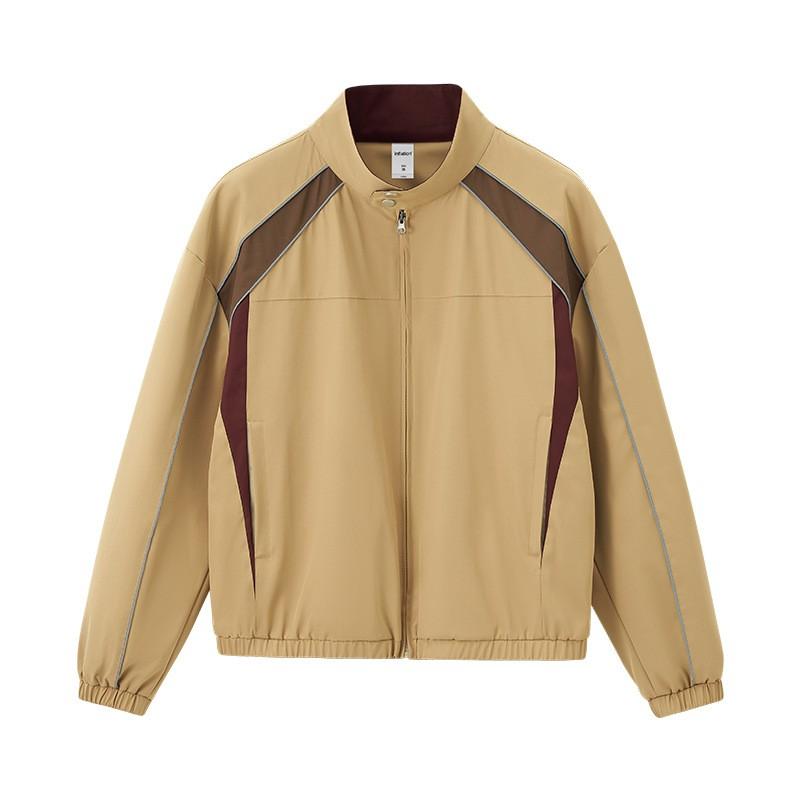 Mens Retro Sporty Cycling Jacket Wide-Leg Pants Set - Streetwear Style Stand Collar Zip Front Loose Fit