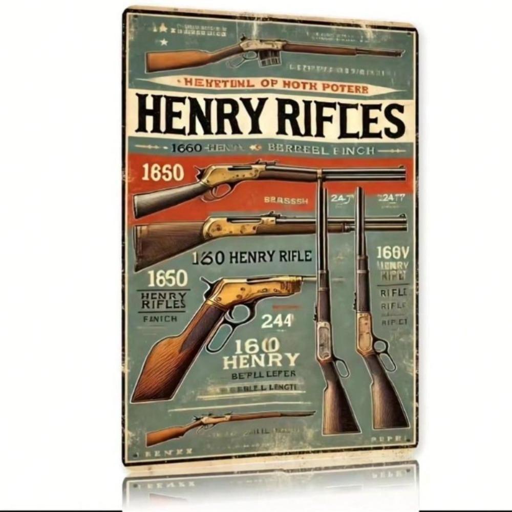 Metal Sign Vintage Henry Rifles Wall Decor for Bar 30x20 cm