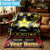Custom Name rockstar energy Blanket Flannel Blanket for Camping, Hiking, Garden Parties, Picnic Essentials,gift for family and friend