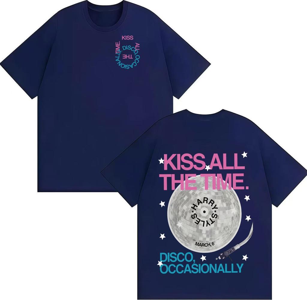 Harry Styles Kiss All The Time Disco Occasionally Graphics Tshirt Unisex Women Summer Cotton Clothing Short Sleeved Top
