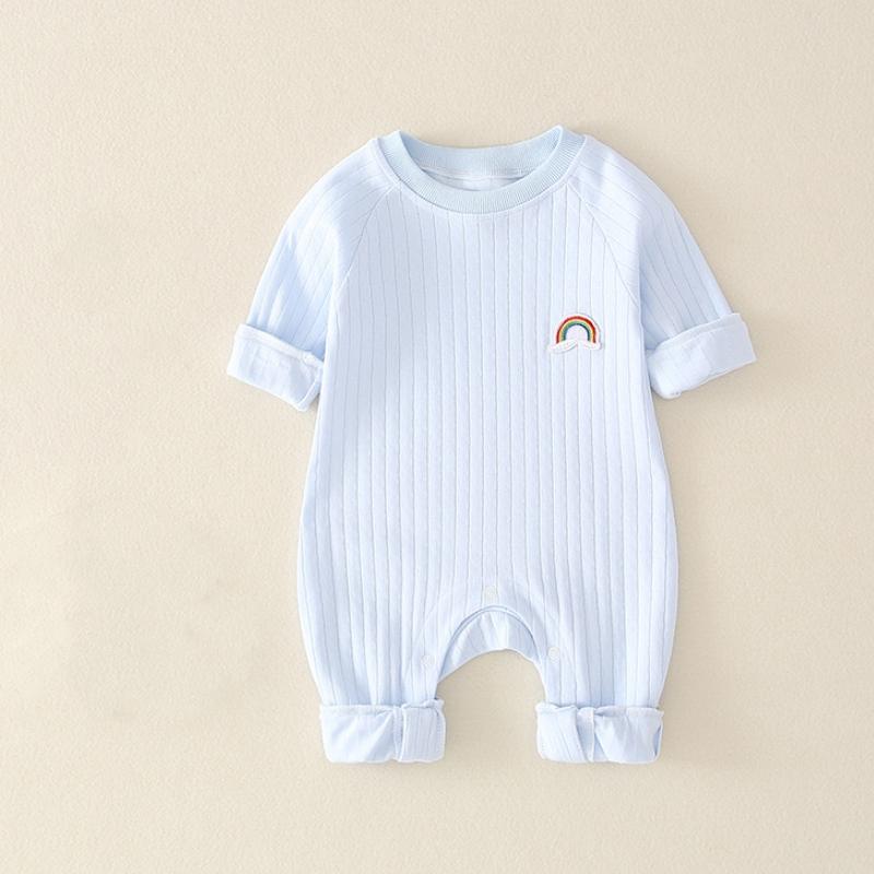 

Детские комбинезоны для девочек и мальчиков, одежда из хлопка, детский комбинезон, однотонный цвет, милая одежда принцессы, весна-осень, 0-2 года 80 синий