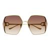 GUCCI Temples Logo Metal Irregular Sunglasses Men's Gold
