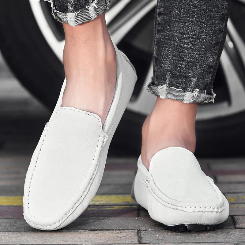 Street Fashion Men's Loafers Slip-ons Genuine Leather Brown Casual Business Dress Shoes Party Wedding Mens Footwear