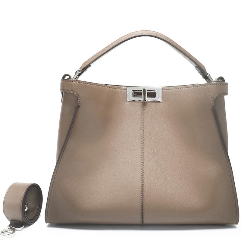 New Leather Workplace Atmosphere European and American Style Bucket Bag Women's Fashion Cowhide Women's Bag Large Capacity Retro Shoulder Bag