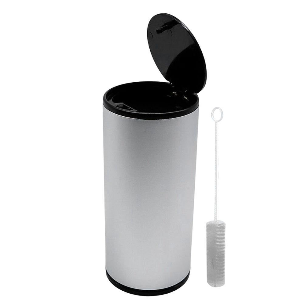 Car Ashtray Portable Ash Tray with Lid & Brush Mini Desktop Trash Can Windproof Aluminum Alloy Auto Ashtray for Outdoor Travel