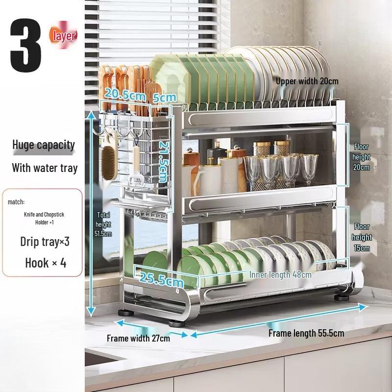 YouShu 3-Tier Kitchen Dish Drying Rack