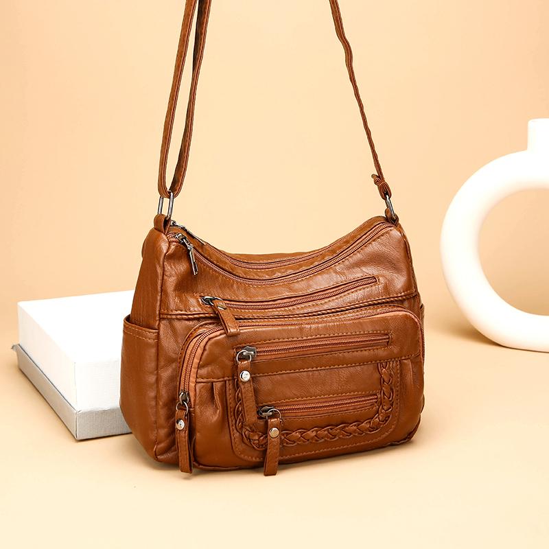 Damentasche Weiche Leder Mehrschichtige Schulter Umhängetasche Muttertasche