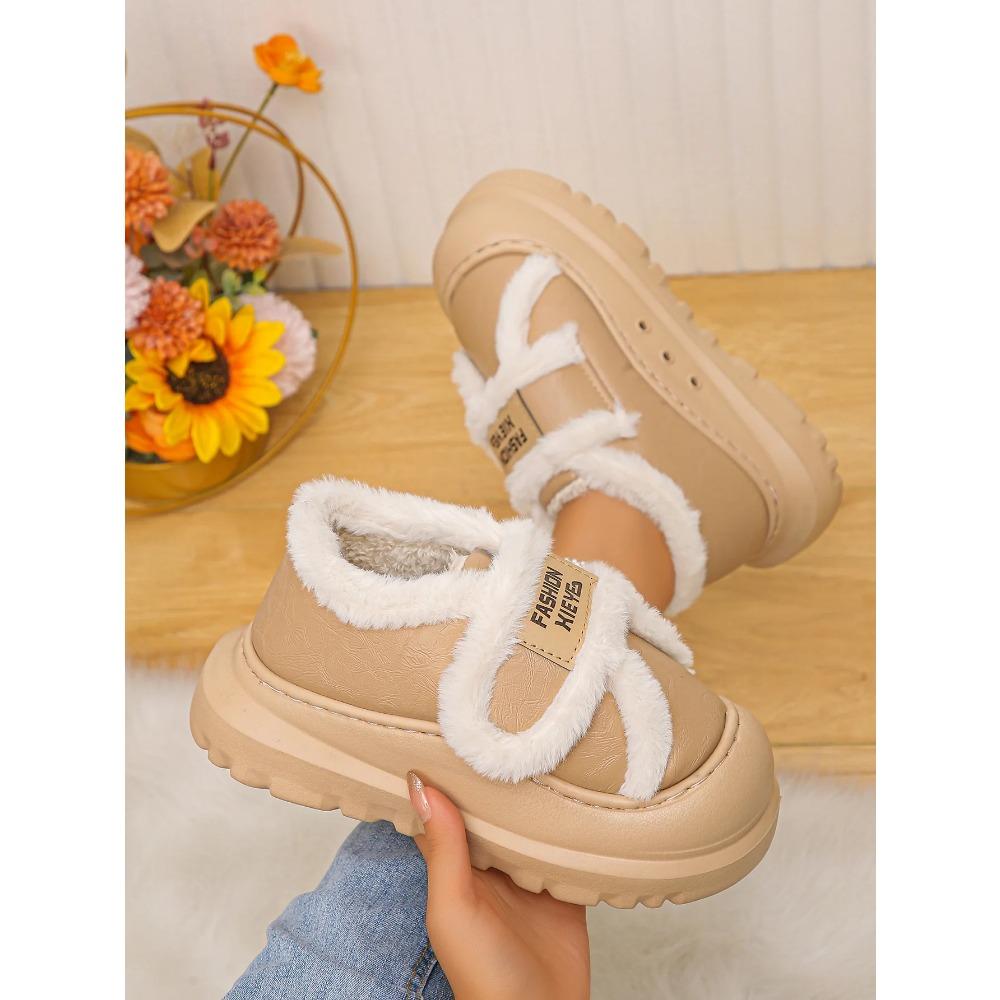 

Winter Platform Ankle Botas Warm Thicken Plush Cotton Shoes Women Non Slip Thick Bottom Snow Boots Woman Slip on Chunky 36-37 абрикосовый