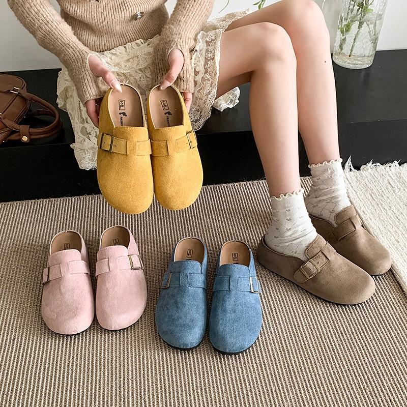 Retro Fashion Outer Wear Flat-bottomed Boken Bag Head Slippers 2025 Spring New Lazy One-pedal Thick-soled Slippers Women