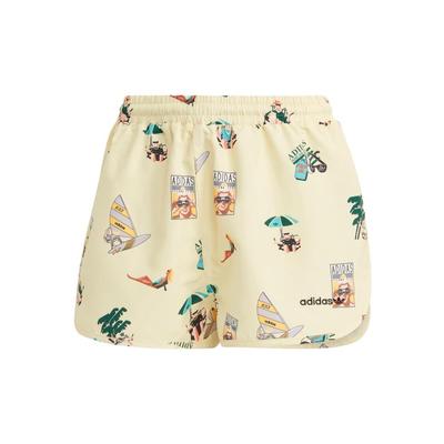 Originals Retro Sports Pattern Printed Straight Casual Shorts Women Shorts Light-Yellow IC3073
