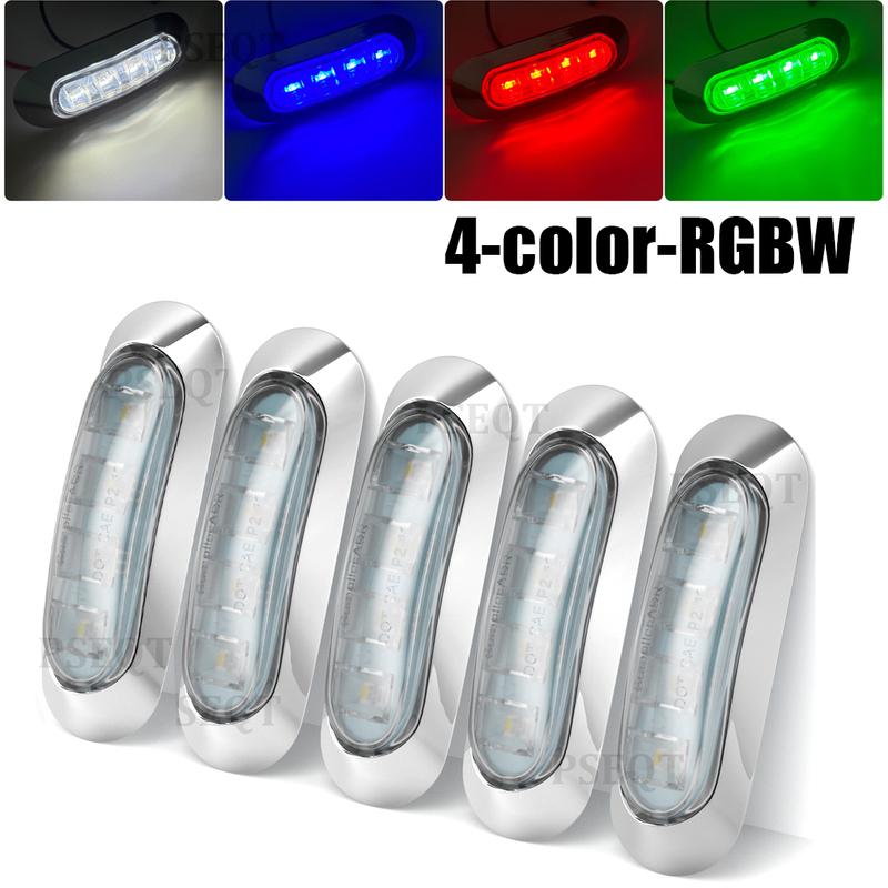 5PCS RGBW Marine Boat Interior Lights 12V LED Boat Deck Courtesy Light 3.8'' Stern Transom Anchor Navigation Light