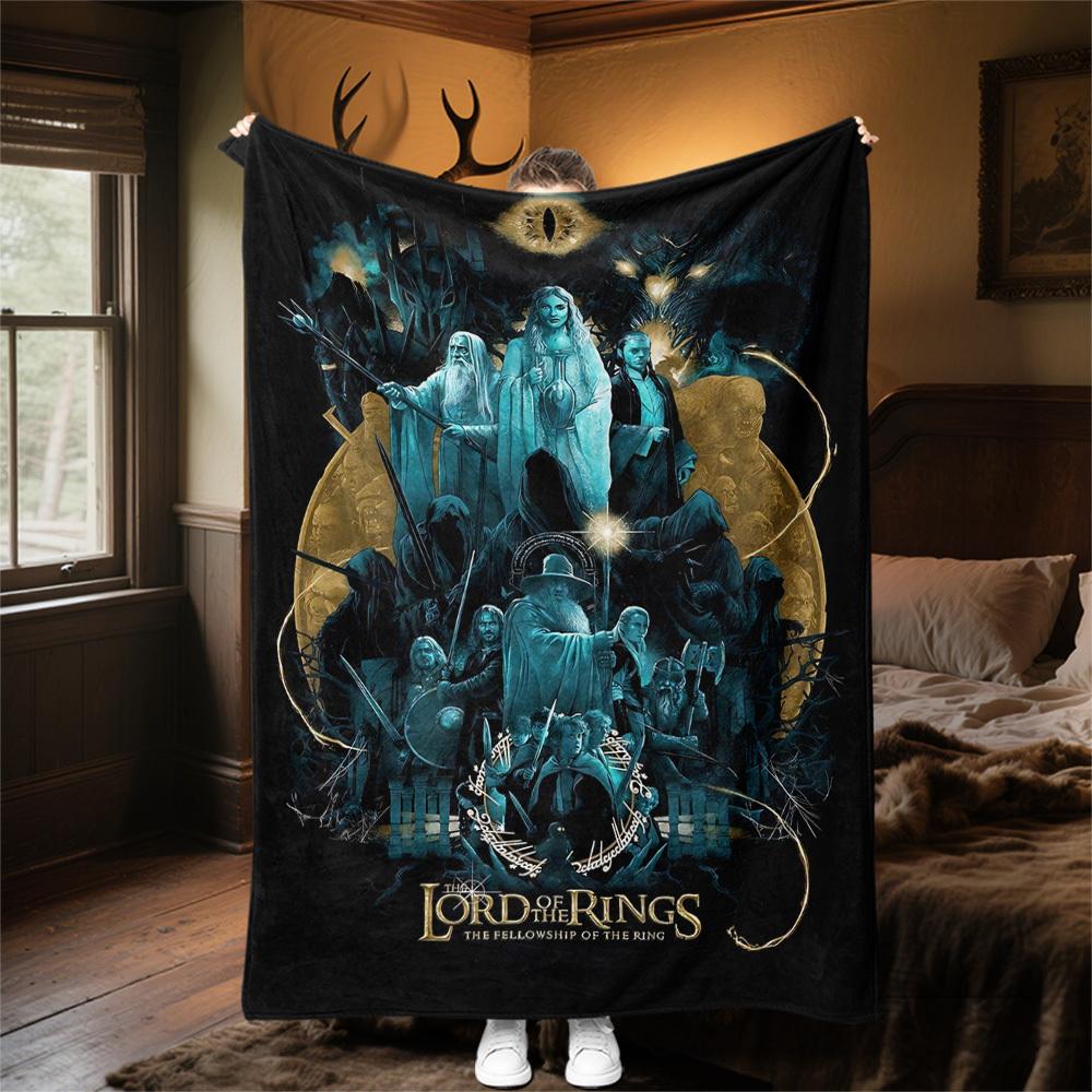 1pc Lord of the Rings Fellowship Ring - Throw Blanket, Soft, Flannel Blankets, Living Room, All Seasons Use-1021072