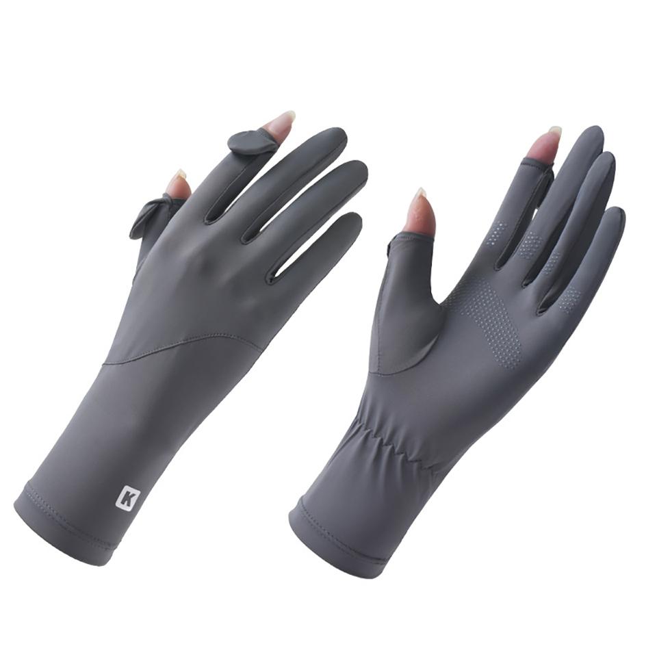Summer Sunscreen Gloves Non Slip Touch Screen UV Protection Ice Silk Lengthened Wrist Sunscreen Riding Gloves