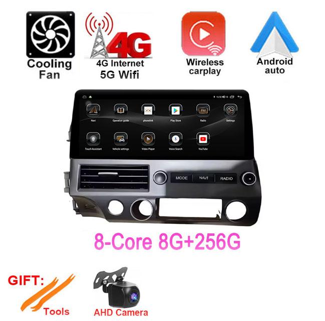 Android 14 For Honda Civic 2008-2011 12.3 Inch Car Player Multimedia Radio Stereo Auto GPS DSP Navigation Video