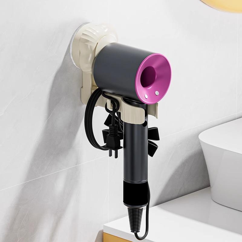 Suction Cup Hair Dryer Stand Non-drilling Storage Rack Air Duct Placement Rack Hair Dryer Hanging Rack