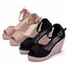Fashion 9CM Bohemia Style Womens Sandals Hemp Rope High Heel Fish Mouth On Peep Toe Platform Wedges