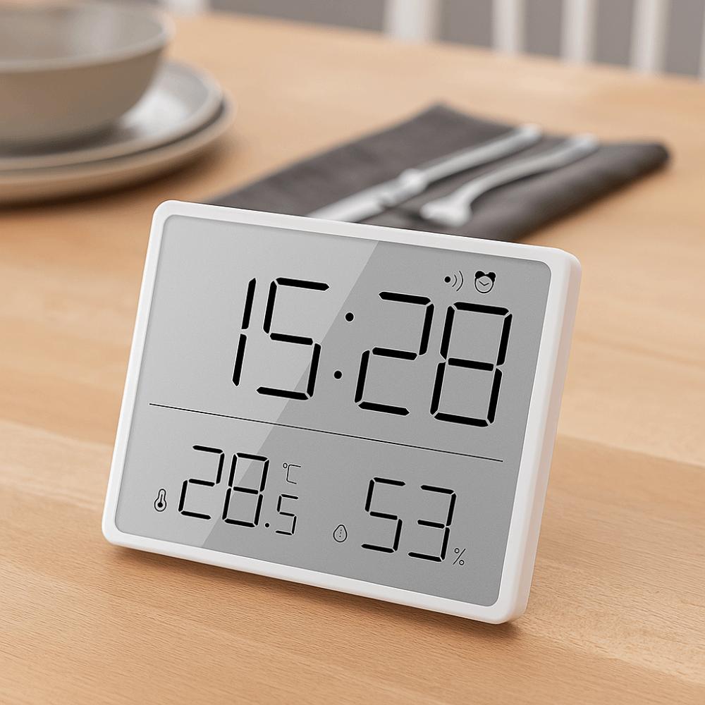 Magnetic Digital Alarm Clock Display Screen Table Clock Mini Temperature Hygrometer  Bedroom