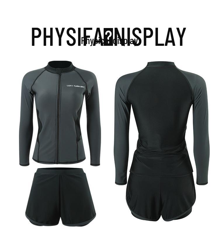Women's Two-Piece Diving Suit: Long-Sleeve, Sun-Protective Swimwear for Surfing, Sports, or Beach.