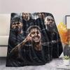 Football Stars Group Black White Poster Flannel Throw Blanket, Soft Warm Sofa Bed Cover, Soccer Fan Home Decor Blanket