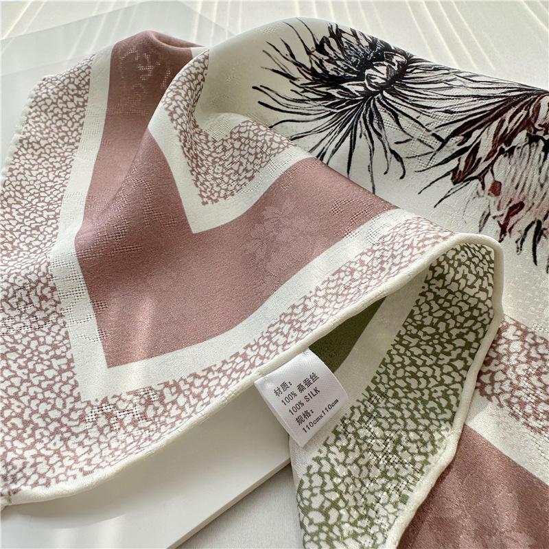 110*110cm oboustranný hedvábný šátek Dámský velkorysý šátek Mulberry Hedvábný šátek