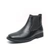 Fashion New Chelsea Men's Boots Low Heel Flat Headed Fashionable Business Formal High Top Simple Comfortable Large Size Leather Shoes