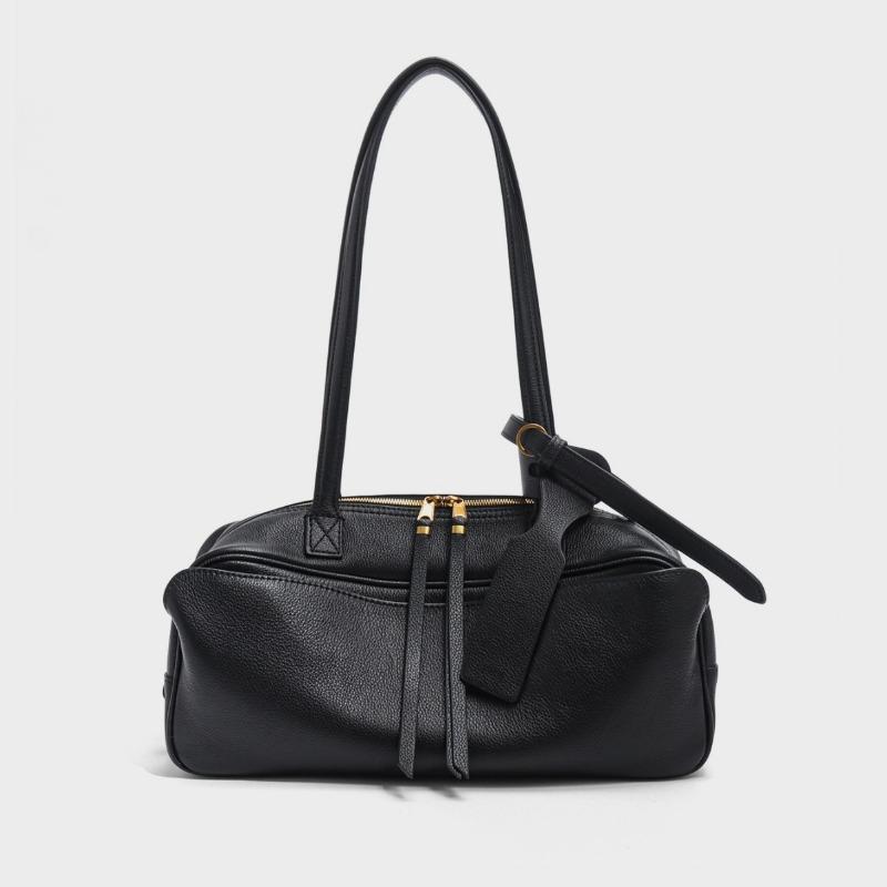 A Simple Cowhide Boston Bowling Bag for Women
