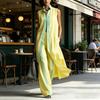 Women's 2 Piece Sets Color Block Sleeveless Button Down Shirts Matching Long Pants with Pockets Summer Casual Vacation Outfits