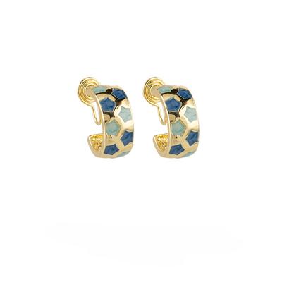 C-shaped Earrings Blue Star Enamel Fashion Mosquito Coil Without Piercing Ear Clips