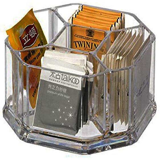Clear Acrylic Two Lattices Tea Bags Holder Coffee Sugar Bag Case Guest Room Storage Boxes YTBH-001