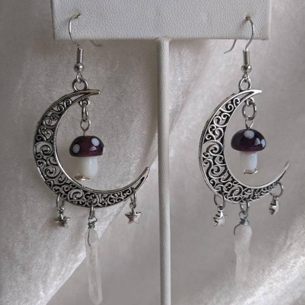 Boho Wykwintne Starożytne Srebro Wzory Ażurowe Kształt Półksiężyca Słońce Gwiazdy Frędzle Wisiorek Wiszące Kolczyki dla Kobiet Biżuteria