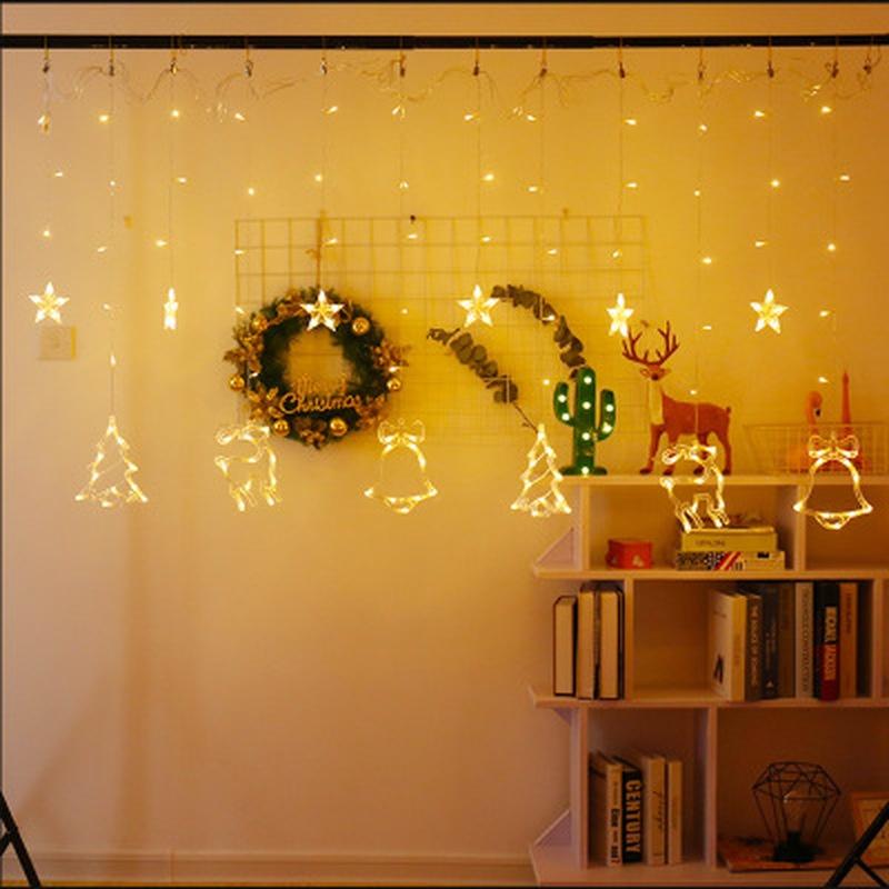 Elk Bell String Light LED Christmas Decor for Home Hanging Garland Christmas Tree Decor Ornament Xmas Gift New Year
