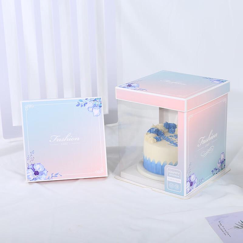 De ou Xingguang Trendy Semi-Transparent Birthday Cake Boxes 6 inch, 1 layer, 5 pieces