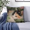 Calico Cat in Garden square Jacquard Pillow Cover for Sofa Office Waist Cushion Cover Home Decorative Pillowcase