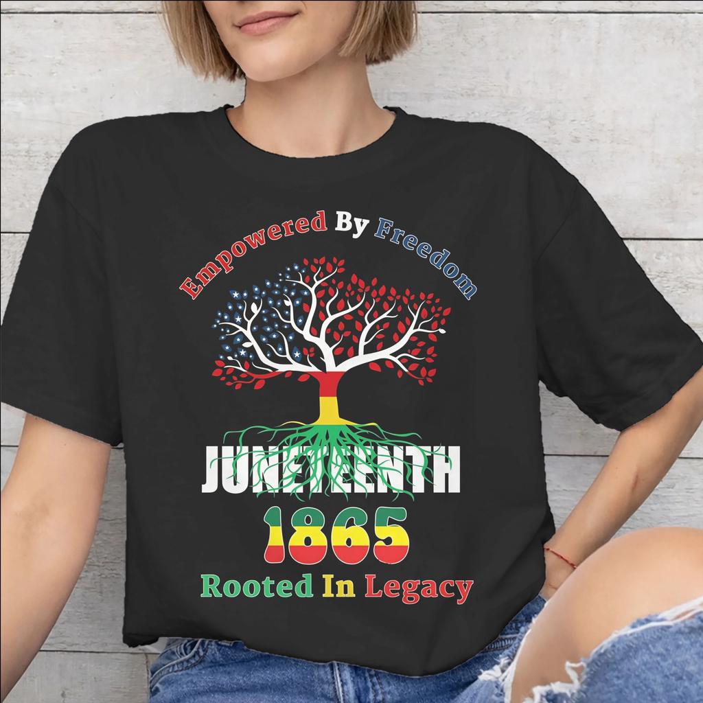 Juneteenth Black Women 1865 Rooted In Freedom Graphic T Shirt Men Women 100 Cotton Tee Shirt Clothes