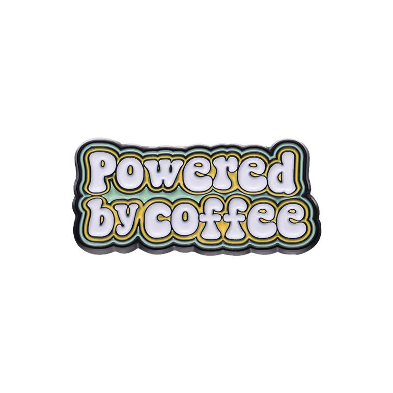 Brooch Alloy Trendy Pin With Charming English Letter Design Inspired By Coffee Cups For Enthusiasts Fashion