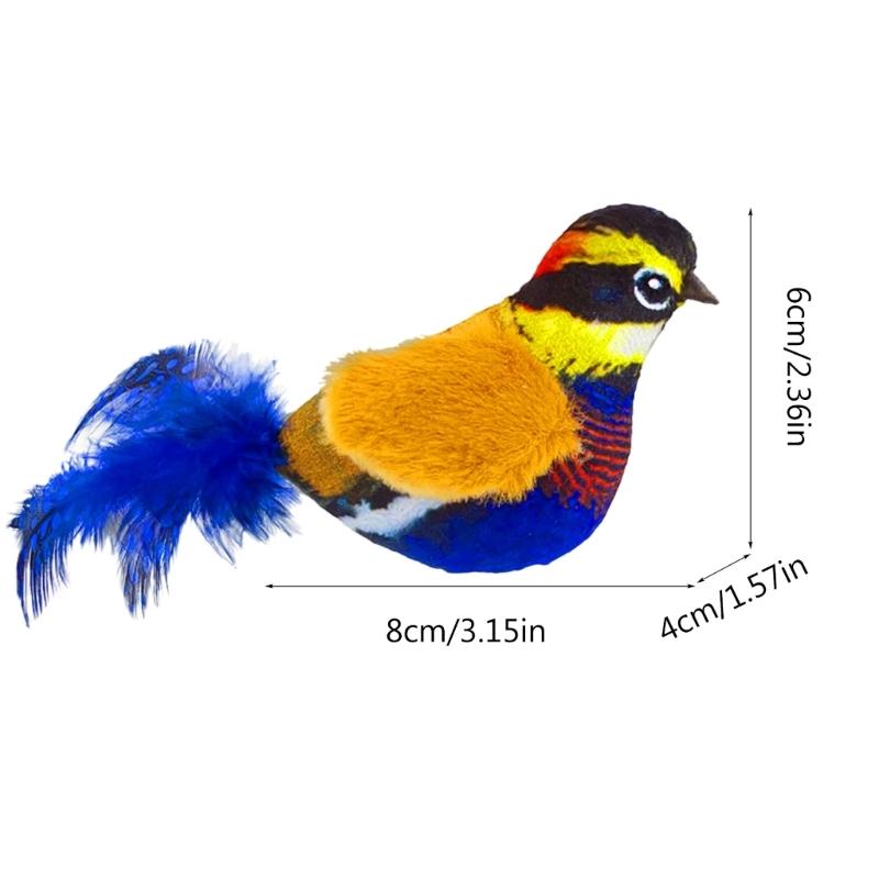 Interactive Toy for Cats Cute Plush Birds Toy Plush Birds Shape with Realistic Bird Sounds for Cats Alone Exercise