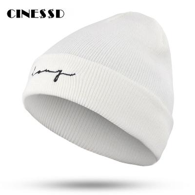 Unisex Beanie Hat Letter Embroidery Casual Cotton Winter Hats For Men Women Solid Knitted Bonnet Gorros Warm Hats Windproof Cap