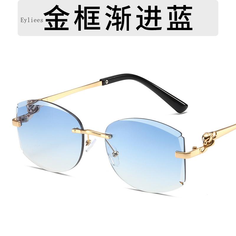 Fashion Retro Rimless Oval Sunglasses for Women Vintage Gradient Multicolor Sun Glasses Luxury Outdoor Travel Sun Shade Eyewear