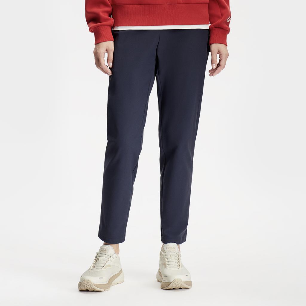 FILA Solid Color Straight Leg Fitness Woven Knitted Sports Pants Women bottoms Deep-Blue A11W411801F-NV