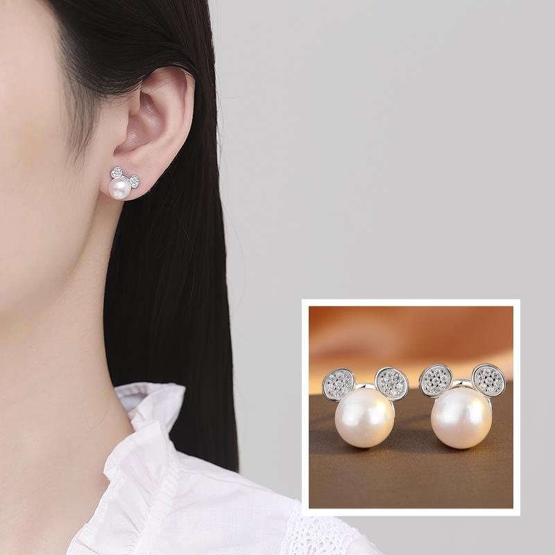 

Cartoon Cute Creative Mickey Mouse Earrings Jewelry Natural Stud Earrings Women S Fashion Silver Jewelry 925 silver