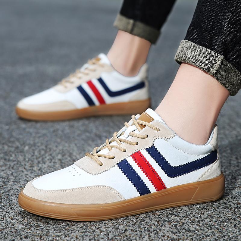 Men's Genuine Leather Casual Shoes Male Daily Walking Shoes Comfortable Business Dress Sneakers Breathable Lace-up Low Top Shoes